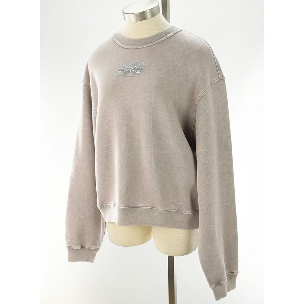 ALEXANDER WANG Washed Oyster BLADE LOGO Crew Neck Oversize Sweatshirt MEDIUM NWT